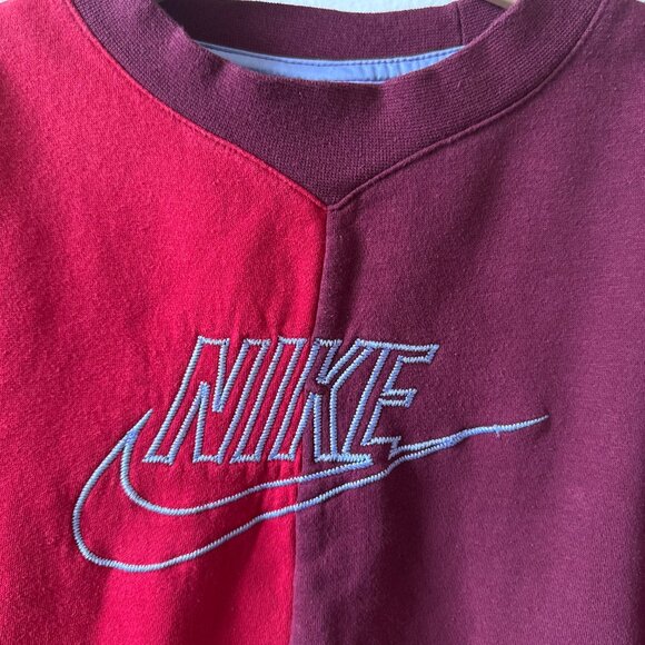 Nike Blue Ribbon Cut & Sew Colorblock Sweatshirt Red/Burgundy – Youth XL - Picture 5 of 15